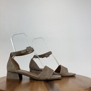 New Womens Aquatalia Hildy Brown Suede Ankle Straps Kitten Heeled Sandals Size 9